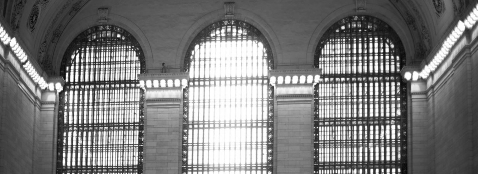 Interior photo of windows in Grand Central Terminal N.Y.C.