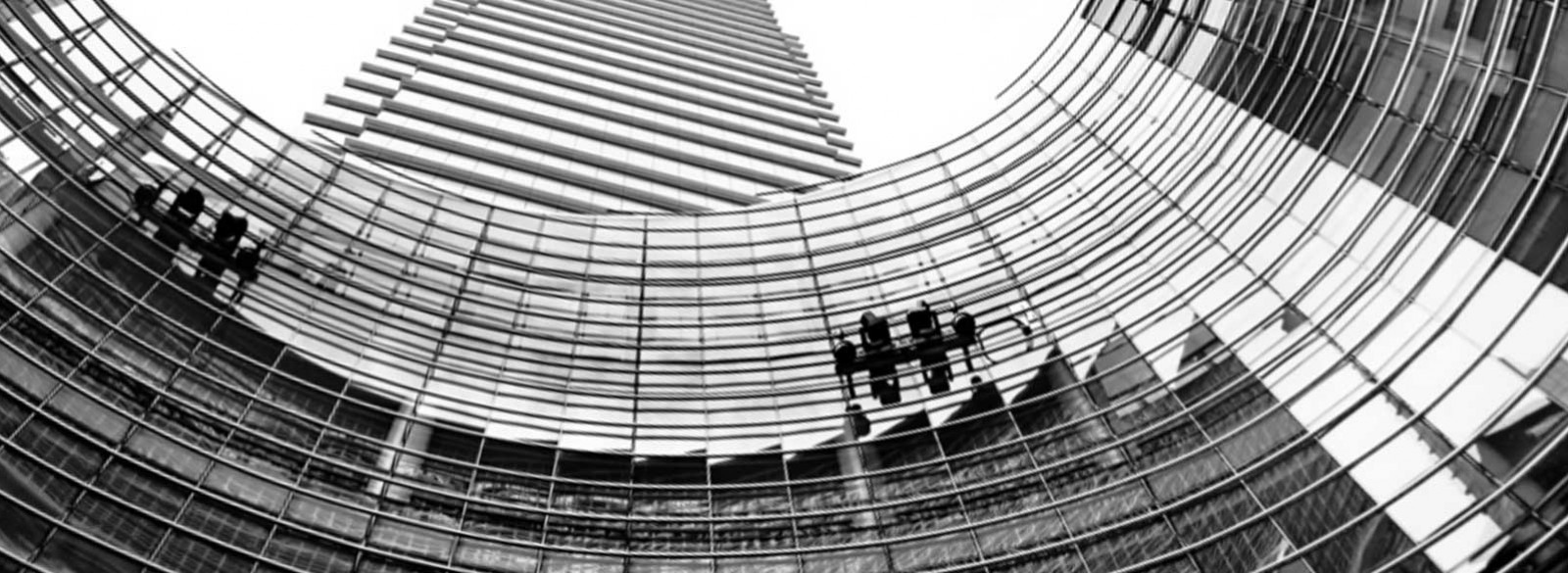 low angle photo curved building facade 